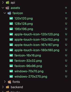 Figure C. You should now have a 'favicons' folder